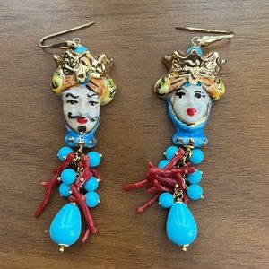 Handmade in Italy Moor Head Earrings